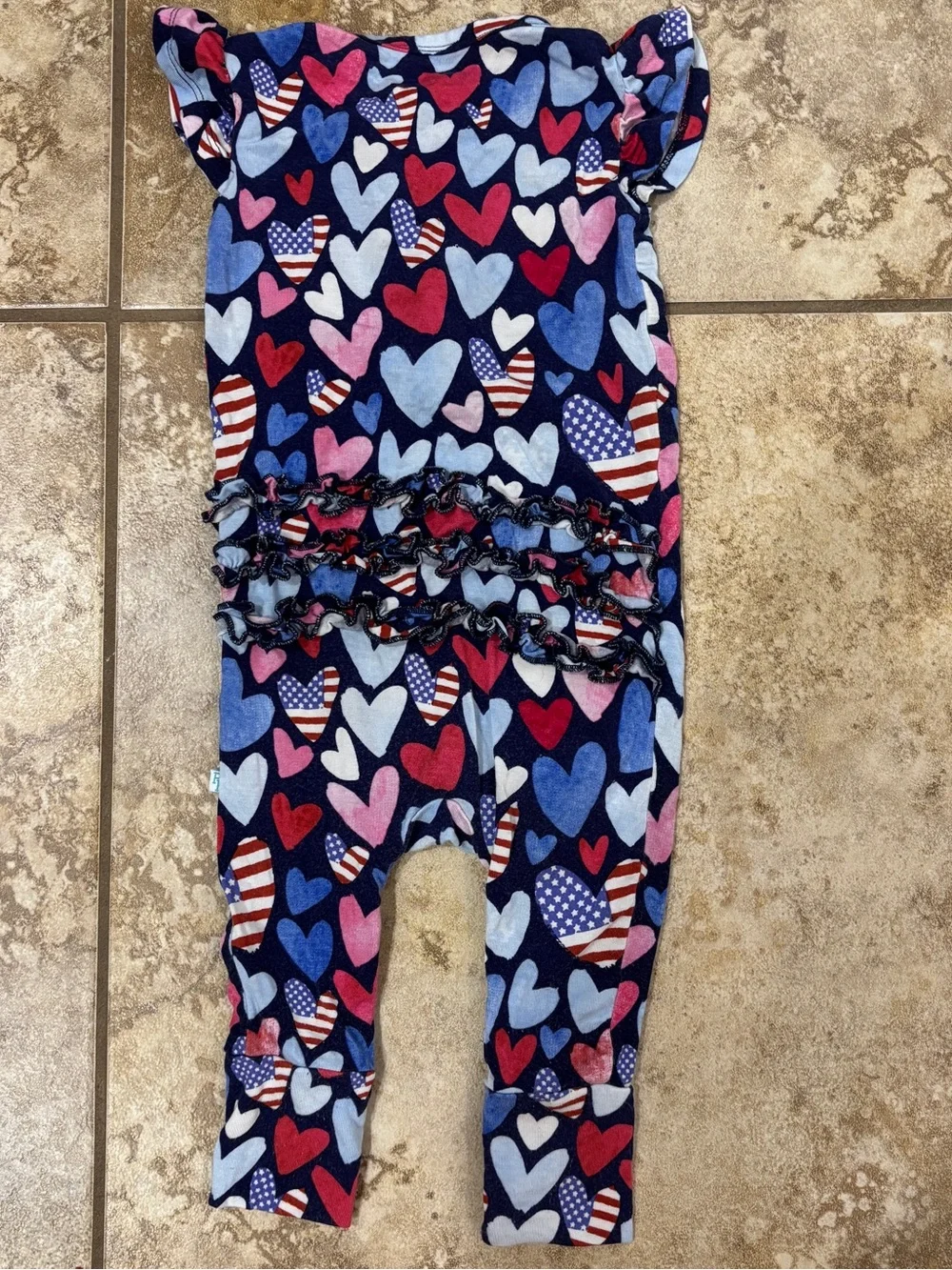 Posh Peanut Heart Ruffle Romper